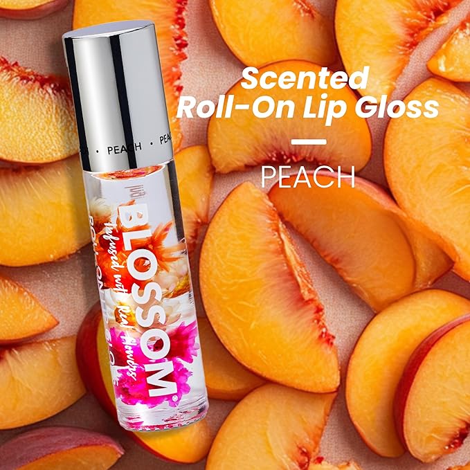 Blossom Roll on Lip Gloss Scented Clear High Shine Moisturizing Lip Oil Non Sticky Infused with Real Flowers Made in USA 02oz Cherry - Image 2