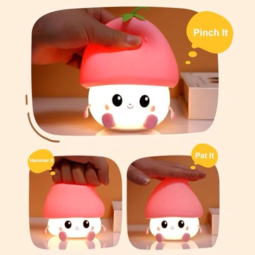 Desidiya® Red Strawberry Rechargeable Silicone Night Lamp - Cute LED Strawberry Lamp, Kids Night Light, Nursery Decor, Birthday Gift, Silicone LED Light - Image 5