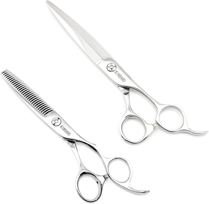 KINSARO Barber Scissors Set 7 Professional Sliding Hair Scissors Sliding Hair Shears 6 Inch Thinning Shears Hair Thinning Scissors Razor Edge 440C Kinsaro 