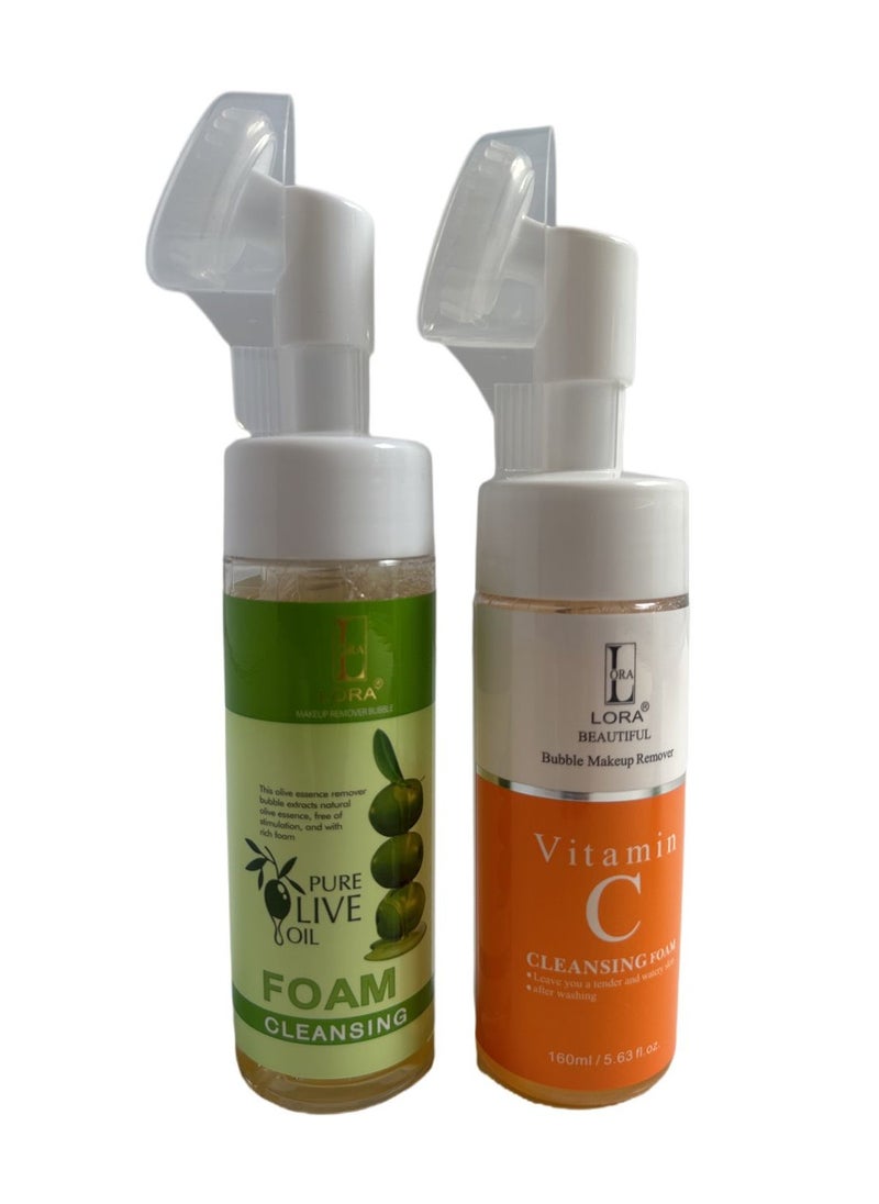 LORA Makeup remover set for easy application and makeup to protect the skin with olive oil extract and vitamin C 320 ml  - Image 1