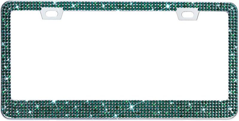 EWBN Bling Rhinestone License Plate Frame for Women, Sparkly License Plate Frames| Stainless Steel Frames & Over 1200 pcs Finest 14 Facets Glass Crystals Premium Diamond(Green) - Image 2