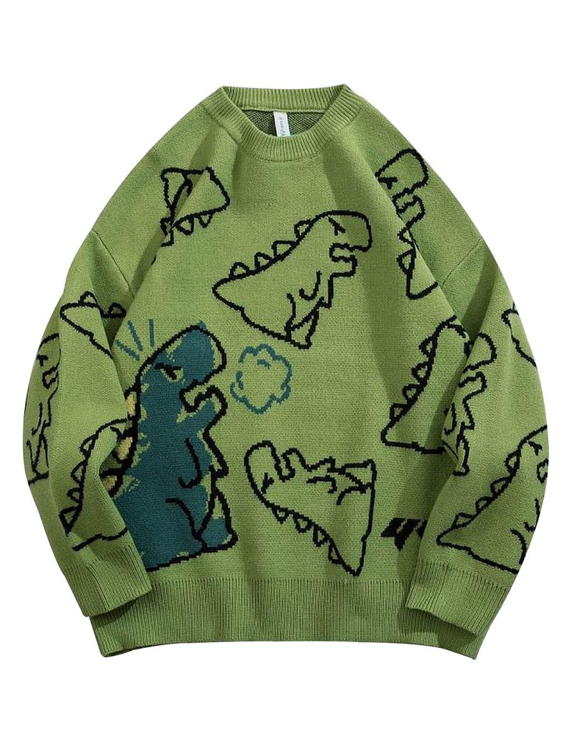 Arssm Dinosaur Sweater Women y2k Vintage Oversized Graphic Streetwear Knit Sweater Casual Cute Kawaii Tops(Green-S) - Image 1
