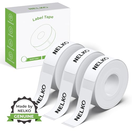 NELKO Genuine P21 Label Maker Tape, Adapted Label Print Paper, 14x40mm (0.55"x1.57"), Standard Laminated Office Labeling Tape Replacement, Multipurpose of P21, 180 Labels/Roll, 3-Roll, White - Image 1