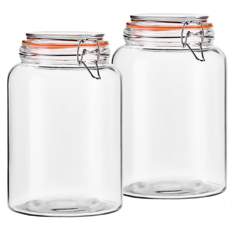 YARWELL 1 Gallon Glass Storage Jar with Lid, Wide Mouth Glass Canister for Storing Food in Pantry and Fermenting, Set of 2 - Image 1