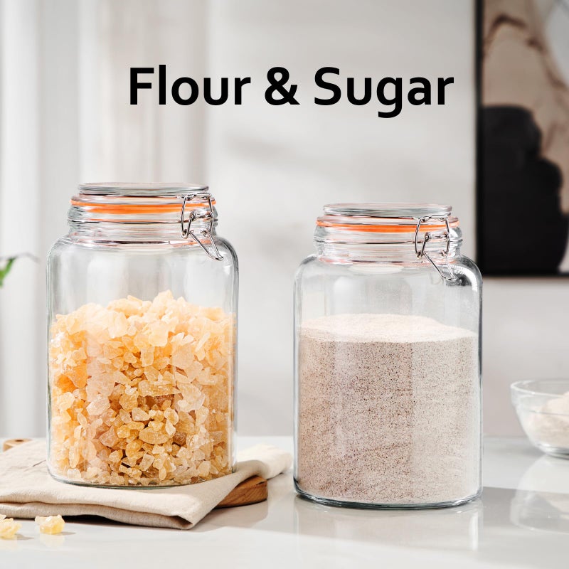 YARWELL 1 Gallon Glass Storage Jar with Lid, Wide Mouth Glass Canister for Storing Food in Pantry and Fermenting, Set of 2 - Image 4