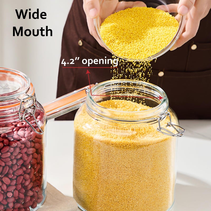 YARWELL 1 Gallon Glass Storage Jar with Lid, Wide Mouth Glass Canister for Storing Food in Pantry and Fermenting, Set of 2 - Image 3
