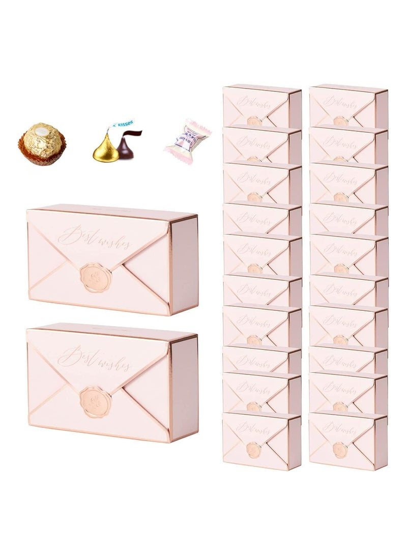 Excefore Envelope Shape Party Boxes 25Pcs Baby Pink lovely Bronzing Gift Boxes for Weddings Baby Showers Birthday Party Favour Candy Boxes Bronzing Knot Wedding Candy Box Gift Box - Image 1