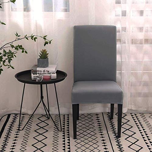 Styleys Elastic Chaie Covers Dining Chair Cover Stretchable Removable Washable Polyester Blend Protector Set of 4 (SD16 Grey) - Image 2
