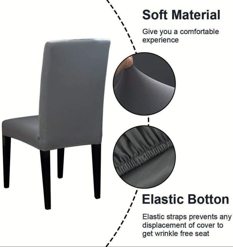 Styleys Elastic Chaie Covers Dining Chair Cover Stretchable Removable Washable Polyester Blend Protector Set of 4 (SD16 Grey) - Image 3