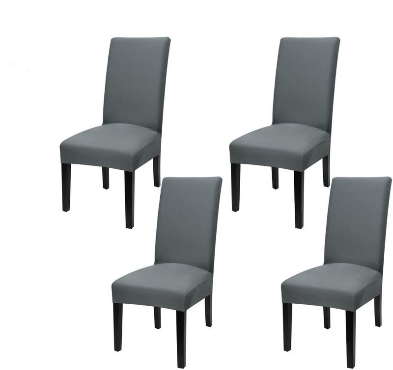 Styleys Elastic Chaie Covers Dining Chair Cover Stretchable Removable Washable Polyester Blend Protector Set of 4 (SD16 Grey) - Image 1