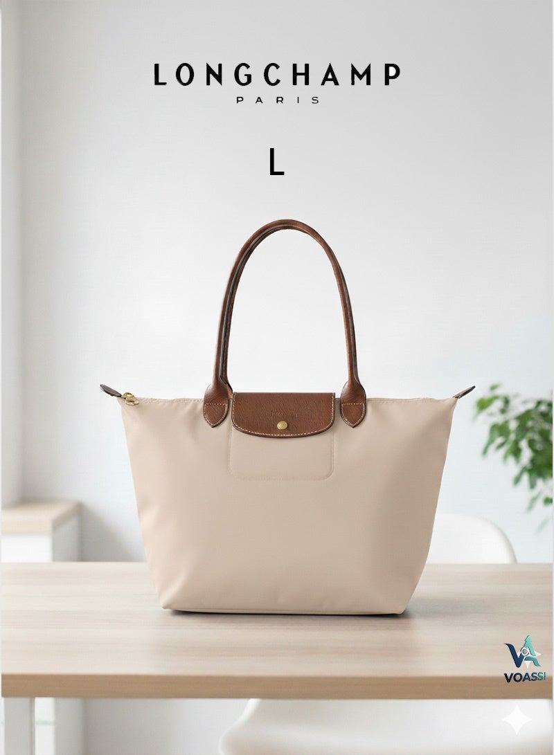 لونج شامب حقيبة لونشامب فرنسية نسائية عصرية متعددة الاستخدامات صغيرة كبيرة باللون الأبيض - Image 1