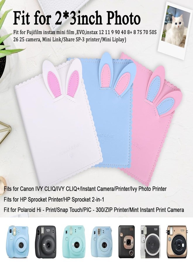 Frankmate 64 Pockets Mini Photo Album Fit for instant 2x3 Inch Photo, Kpop Photos Card Holder, Cute Rabbit Small Photo Album for Mini 12 11 9 40 90 8 7 Evo LiPlay Instant Camera (White,64 Pockets) - Image 2