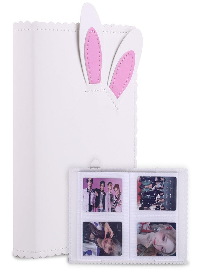 Frankmate 64 Pockets Mini Photo Album Fit for instant 2x3 Inch Photo, Kpop Photos Card Holder, Cute Rabbit Small Photo Album for Mini 12 11 9 40 90 8 7 Evo LiPlay Instant Camera (White,64 Pockets) - Image 1