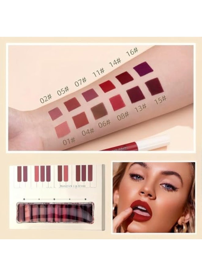كيو آي بست مجموعة أحمر شفاه سائل غير لاصق ولون ثابت يدوم طويلاً مع لمسة مخملية مقاومة للماء 12 قطعة لمستحضرات التجميل للفتيات والنساء - Image 3