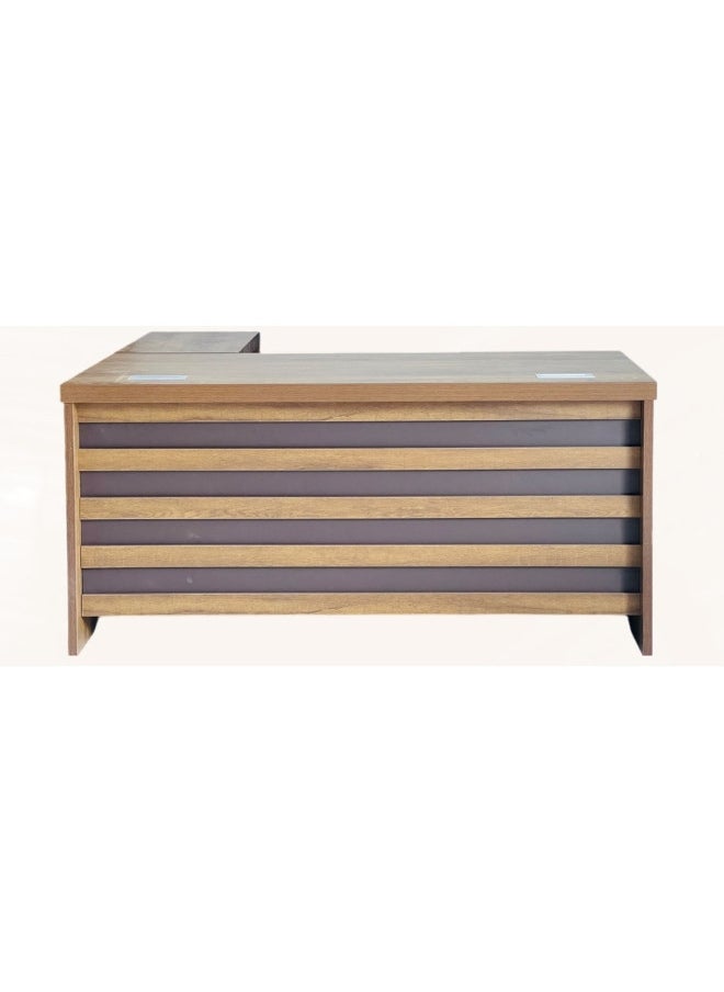 ALWASIT HOME ALWASIT HOME L shape office tabe|L shape office tabe with drawers |Office Manager Table L Shape|L shape office table for Home | Color Grey/Walnut |L 160*W80*H75 cm  - Image 1