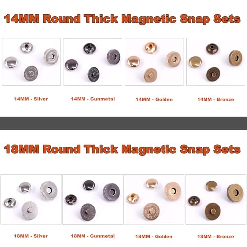 Tanstic 72 Sets 14mm and 18mm 4 Color Round Magnetic Snap Sets, Strong Magnetic Button Clasps Double-Sided Magnetic Leather Snaps for Clothes, Jackets, Jeans Wears, Bracelets, DIY Craft Sets - Image 3
