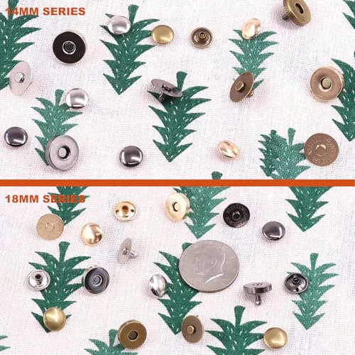 Tanstic 72 Sets 14mm and 18mm 4 Color Round Magnetic Snap Sets, Strong Magnetic Button Clasps Double-Sided Magnetic Leather Snaps for Clothes, Jackets, Jeans Wears, Bracelets, DIY Craft Sets - Image 4