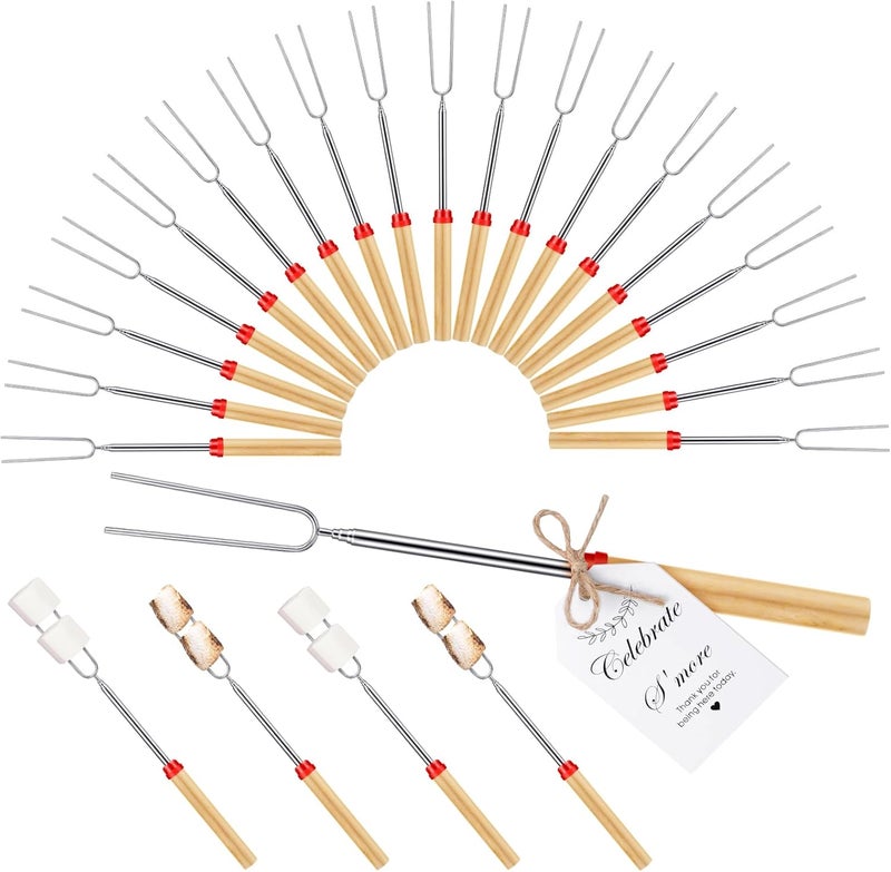 Yoande 24 Sets S'mores Party Favor Includes Smores Sticks for Fire Pit Celebrate Smore Birthday Party Favors Tags with String Extendable Marshmellow Sticks Smores Skewers for Wedding Camping - Image 4