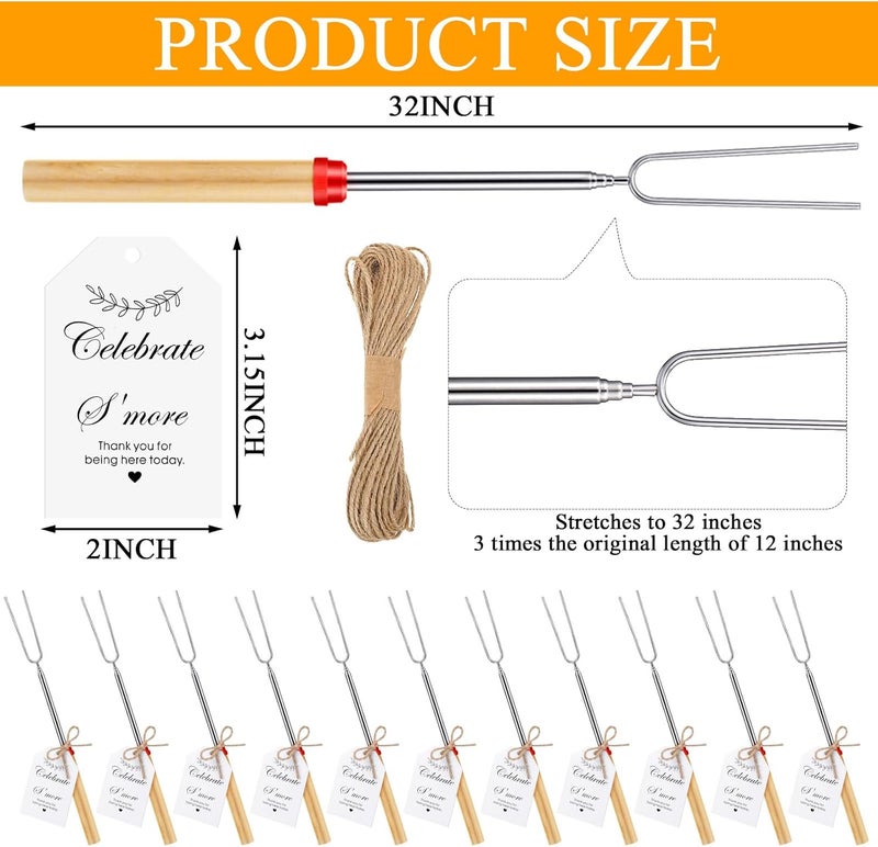 Yoande 24 Sets S'mores Party Favor Includes Smores Sticks for Fire Pit Celebrate Smore Birthday Party Favors Tags with String Extendable Marshmellow Sticks Smores Skewers for Wedding Camping - Image 2