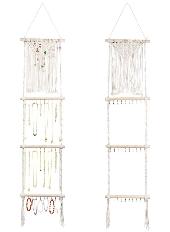 Teniinet Hanging Jewelry Organizer, Boho Macrame Necklace Hanger Wall Mounted with 30 Hooks,Door Hanging Jewelry Holder with Tassel for Necklaces Display Organizer(Necklace Holder) - Image 1