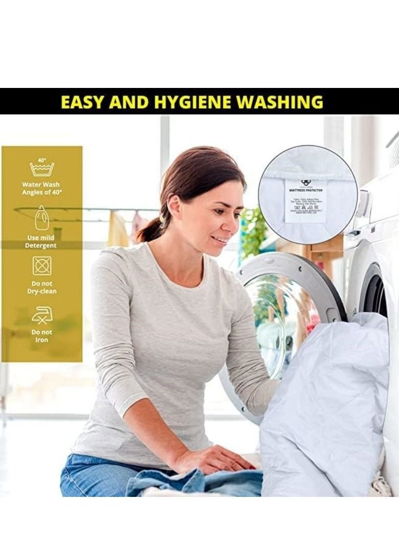 Cool Baby COOLBABY  Quilted Water Proof Fitted Mattress Protector Deep Pocket Hypoallergenic Waterproof Breathable Cooling Mattress Topper King Size  - Image 4