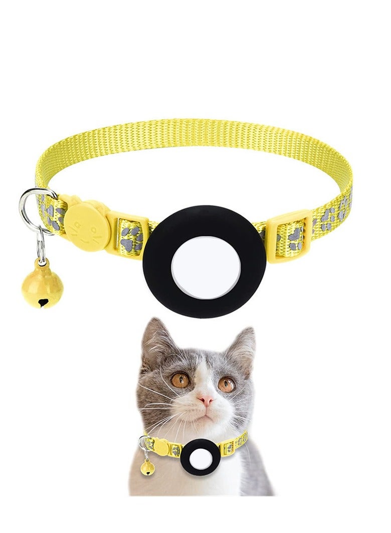 Generic Cat Collar for Airtag Reflective Cat Collar with Bell and Safety Buckle, with Waterproof Holder Compatible with Adjustable 22-35cm  - Image 1