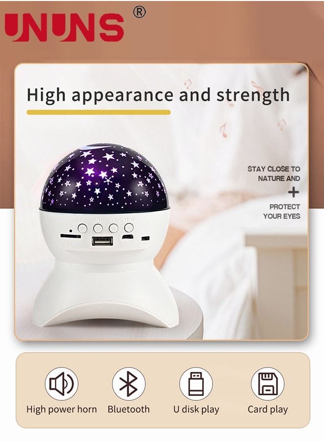UNUNS - Star Projector, Galaxy Light Projector Night Light for Kids with Bluetooth Speaker, USB Rechargeable Table Projection Lamp for Bedroom, Ceiling, Party - Image 1