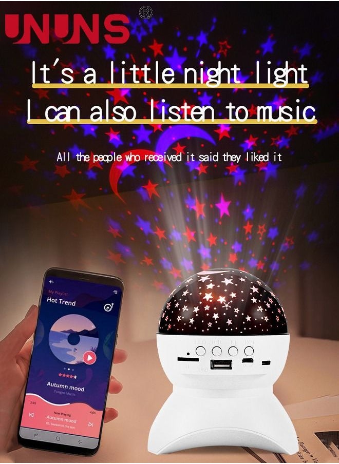UNUNS - Star Projector, Galaxy Light Projector Night Light for Kids with Bluetooth Speaker, USB Rechargeable Table Projection Lamp for Bedroom, Ceiling, Party - Image 1