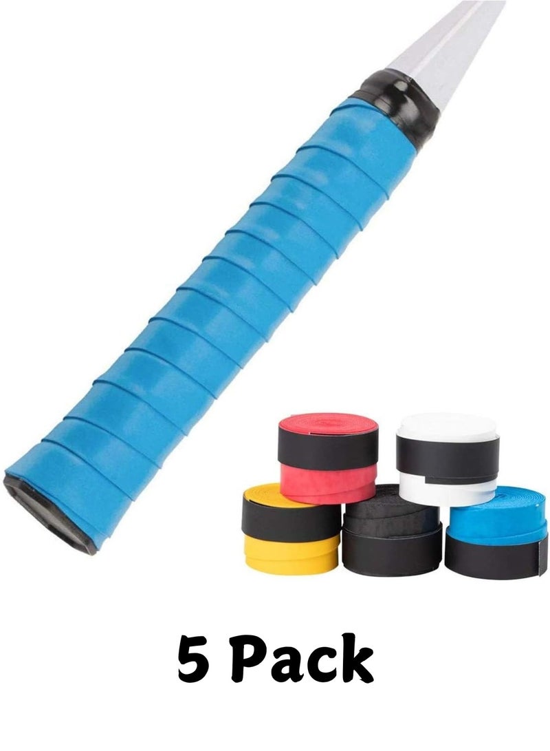 ليموس مجموعة من 5 أشرطة قبضة مضرب Overgrip للتنس وكرة الريشة وكرة المضرب، 5 ألوان، تتضمن 5 لفات من مقابض المضارب - Image 1