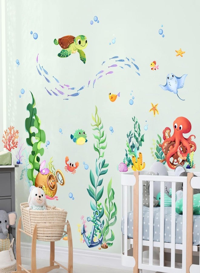 Supzone Under The Sea Wall Decals Ocean Fish Seaweed Sea Turtle Octopuses Wall Stickers for Kids Toddlers Bedroom Living Room Baby Nursery Wall Decor - Image 5