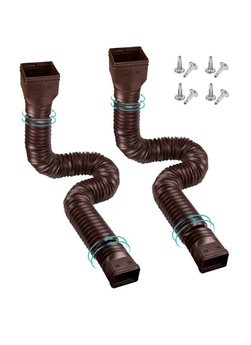 Y&D 2Pcs Rain Gutter Downspout Extensions, Drain Extender Diverter Extendable from 21 to 58 inches, Extension for Most Residential Downspouts (Brown)  - Image 1