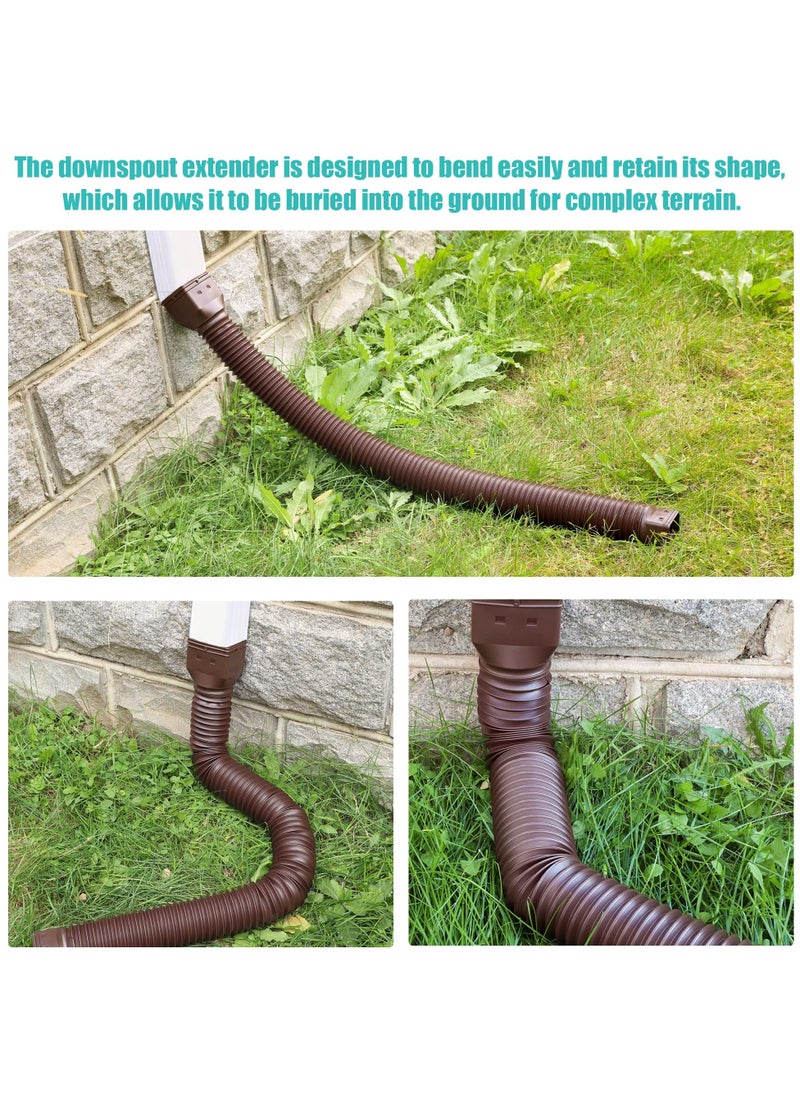 Y&D 2Pcs Rain Gutter Downspout Extensions, Drain Extender Diverter Extendable from 21 to 58 inches, Extension for Most Residential Downspouts (Brown)  - Image 5