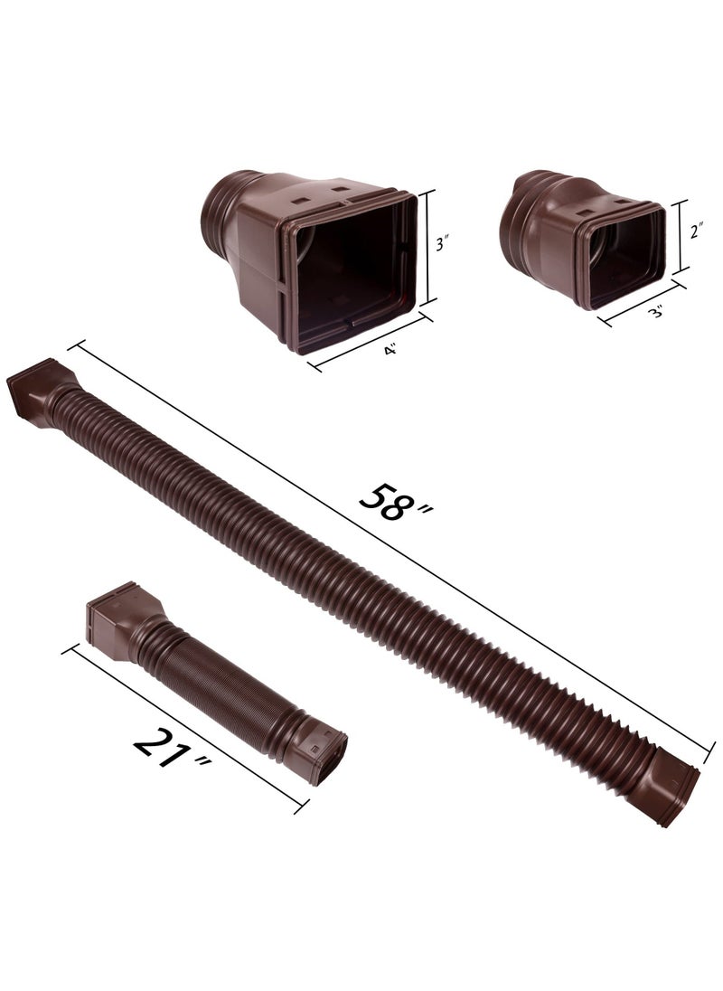 Y&D 2Pcs Rain Gutter Downspout Extensions, Drain Extender Diverter Extendable from 21 to 58 inches, Extension for Most Residential Downspouts (Brown)  - Image 2