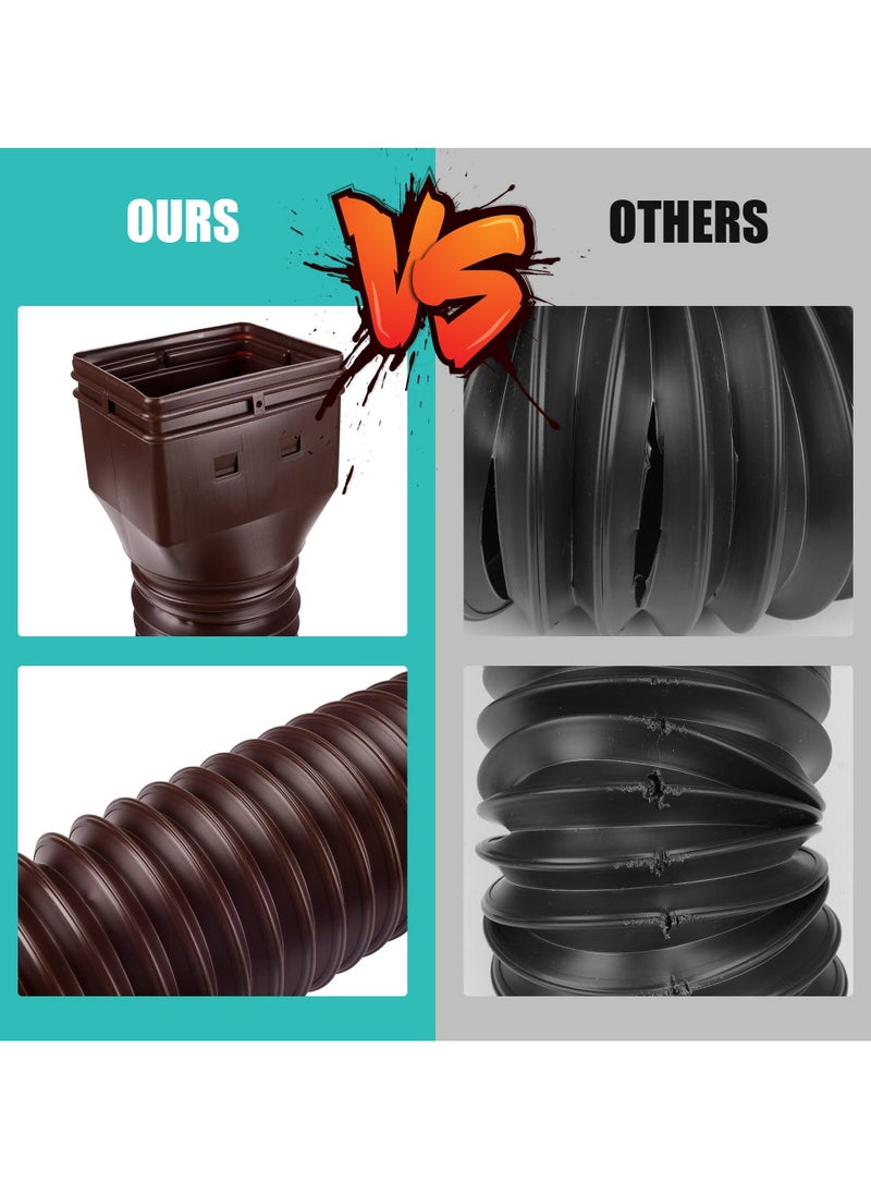 Y&D 2Pcs Rain Gutter Downspout Extensions, Drain Extender Diverter Extendable from 21 to 58 inches, Extension for Most Residential Downspouts (Brown)  - Image 3