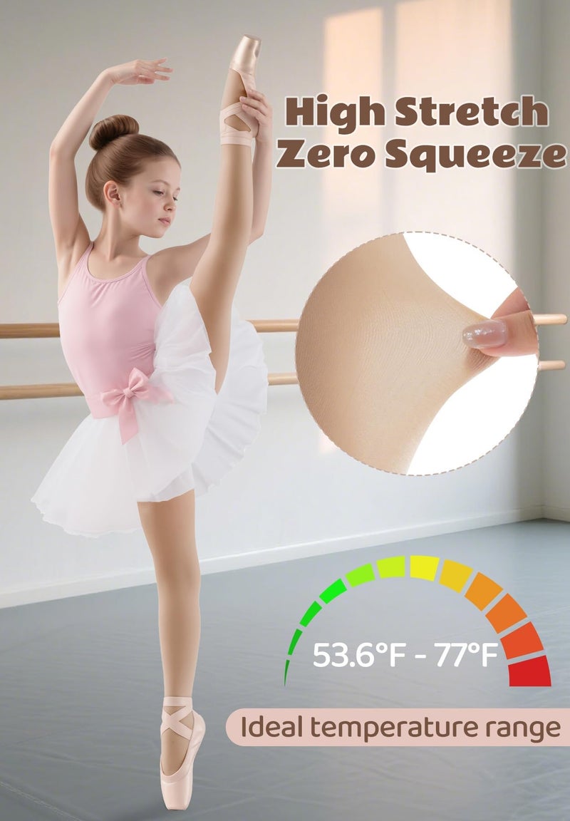Zando Girls Nude Tights for Girls Size 7-8 - Ultra Soft Ballet Tights for Girl 6-8 Elastic Ballet Footed Halloween Tight Girl for Daily School Christmas 6-9 Years - Image 2