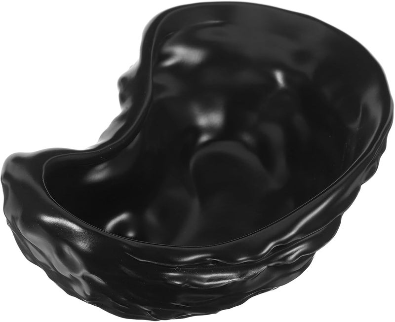 jojofuny Ceramic Oyster Shell Shaped Food Server Plate Matte Black Dessert Dish Dinnerware Appetizer Plate for Seafood and Sushi Serving - Image 1