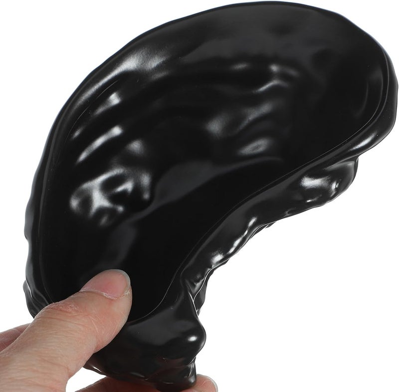 jojofuny Ceramic Oyster Shell Shaped Food Server Plate Matte Black Dessert Dish Dinnerware Appetizer Plate for Seafood and Sushi Serving - Image 4