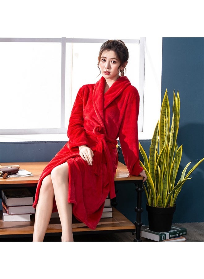 Bathrobe -  Terry Silky Soft Spa Quality Comfort - Shawl Collar & Pocket - Garnet Color - 1 Piece Garnet M - Image 4