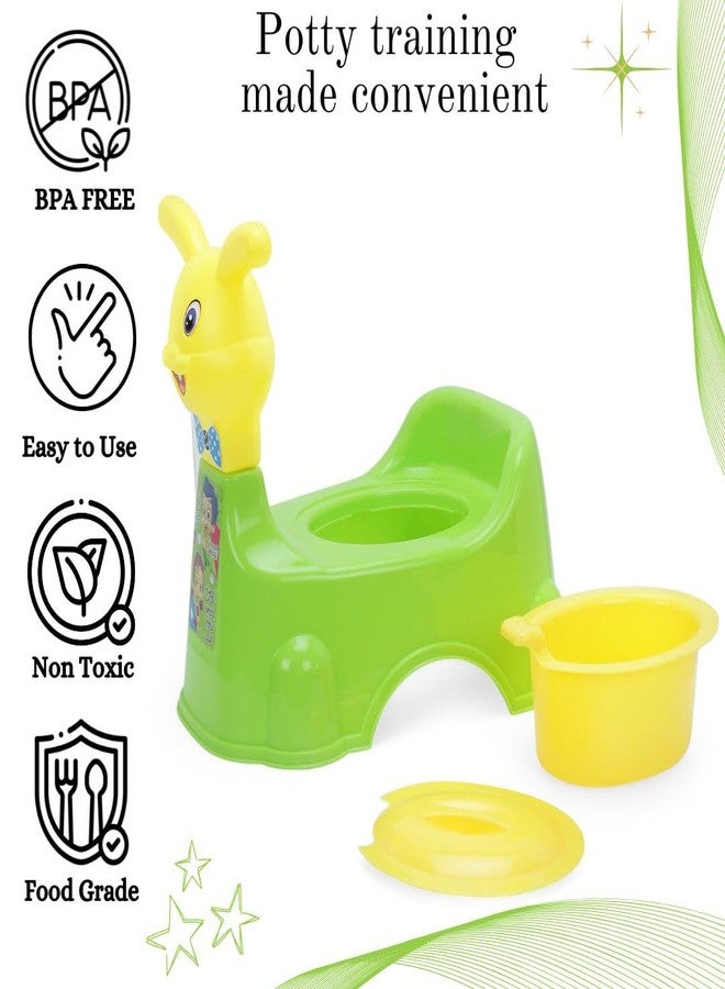 Zerya Rabbit Baby Potty Training Seat Chair for Kids- Infant Potty Toilet Chair with Removable Bowl & Closing Lid (Green) - Image 4