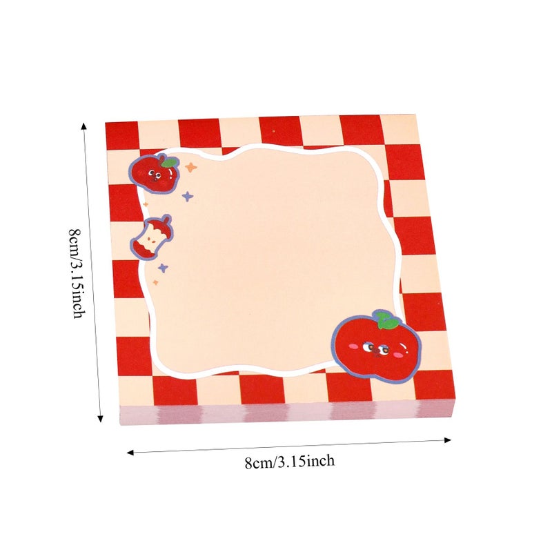 1 Pcs Animated Apple Shaped Sticky Notes Cartoon Checkered Memo Pad For Student Journal Message Book 3 15 Inch - Image 5