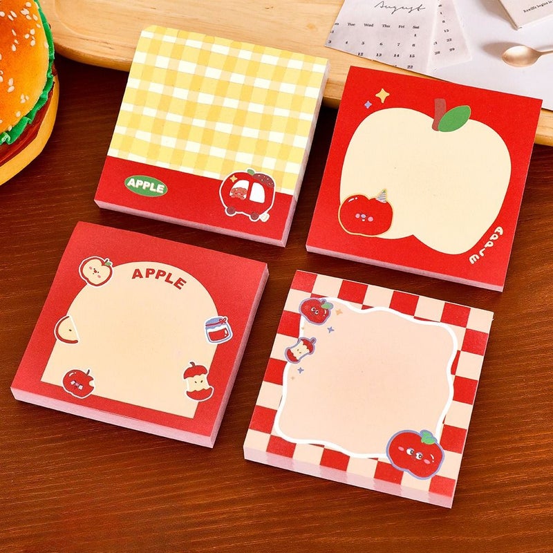 1 Pcs Animated Apple Shaped Sticky Notes Cartoon Checkered Memo Pad For Student Journal Message Book 3 15 Inch - Image 3