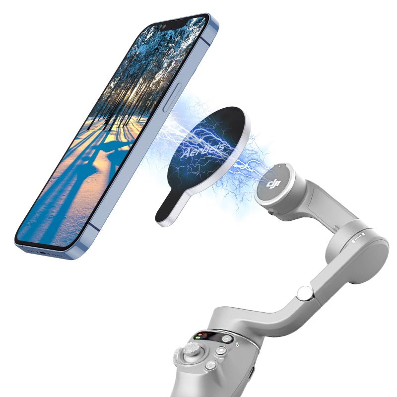 Aerbeis for DJI Magnetic Mount Phone Holder Clamp - for Magsafe DJI Osmo Mobile 8 7P 7 SE 6 5 4 Adapter Magnets Clip Clamp Ring Holder Quick-Release Mount Adapter for OM Gimbal Stabilizer Accessories - Image 1