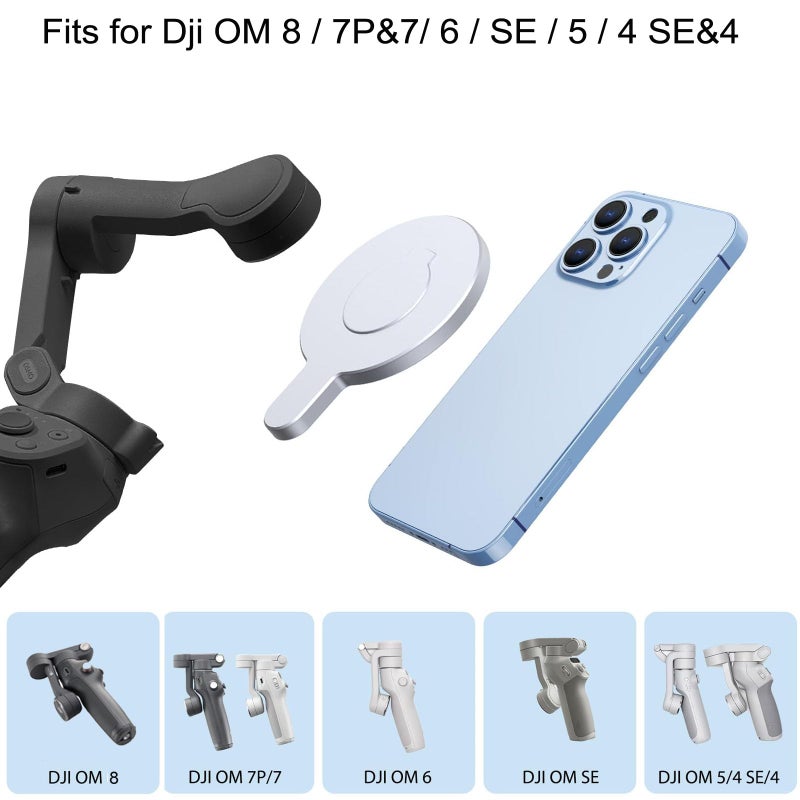 Aerbeis for DJI Magnetic Mount Phone Holder Clamp - for Magsafe DJI Osmo Mobile 8 7P 7 SE 6 5 4 Adapter Magnets Clip Clamp Ring Holder Quick-Release Mount Adapter for OM Gimbal Stabilizer Accessories - Image 5