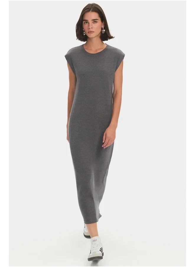 جون June Women Straight Fit Maxi Knit Dress Anthracite