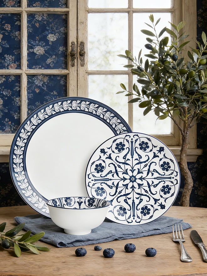Shallow JAZY Porcelain 12-Pieces Dinnerware Set - Image 3