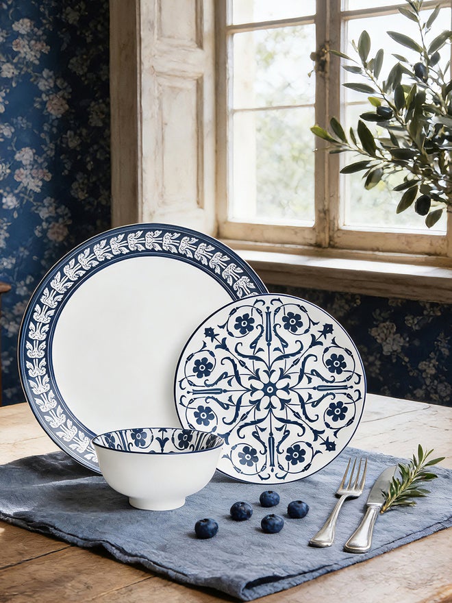 Shallow JAZY Porcelain 12-Pieces Dinnerware Set - Image 4