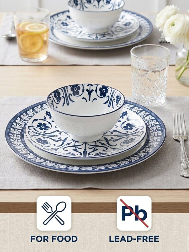 Shallow JAZY Porcelain 12-Pieces Dinnerware Set - Image 2