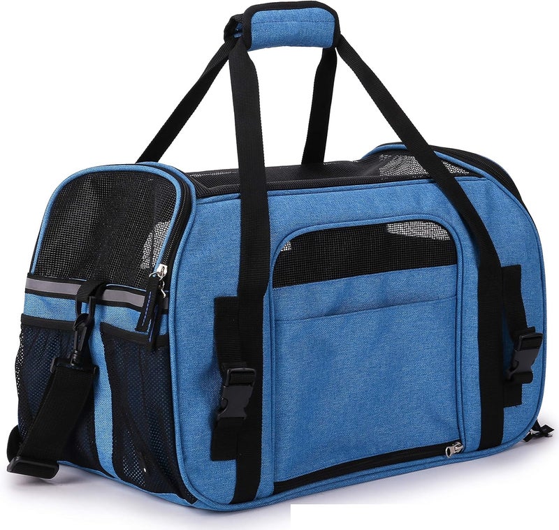 EliteField Soft Sided Pet Carrier (3 Year Warranty, Airline Approved), Multiple Sizes and Colors Available (17" L x 9" W x 12" H, Sapphire Blue) - Image 3