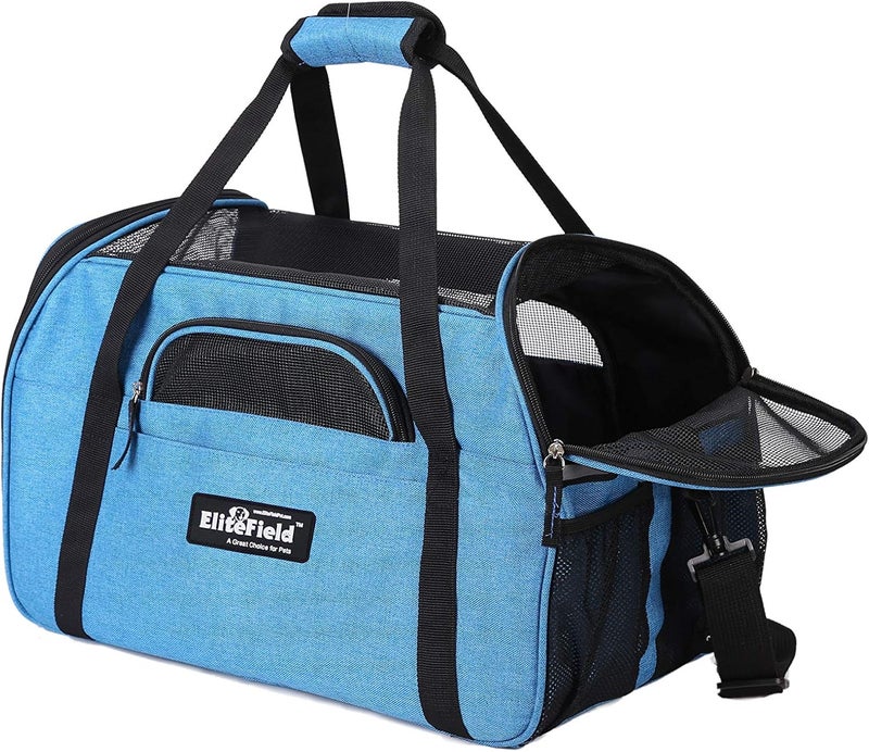 EliteField Soft Sided Pet Carrier (3 Year Warranty, Airline Approved), Multiple Sizes and Colors Available (17" L x 9" W x 12" H, Sapphire Blue) - Image 2