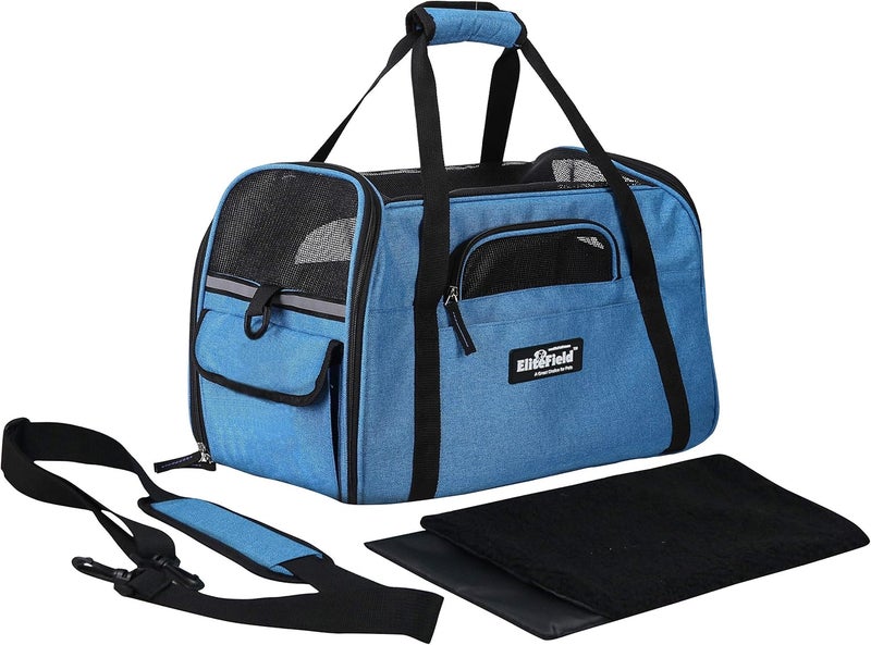 EliteField Soft Sided Pet Carrier (3 Year Warranty, Airline Approved), Multiple Sizes and Colors Available (17" L x 9" W x 12" H, Sapphire Blue) - Image 5